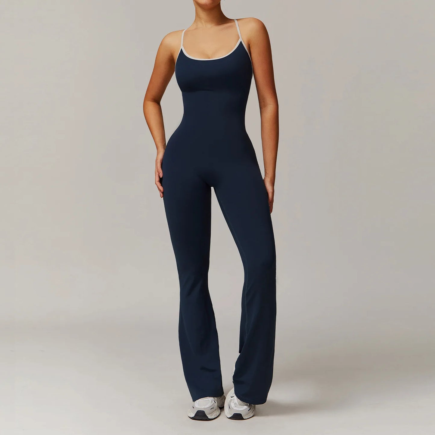 Women’s Flared V-Jumpsuit – Gym Training & Fitness Bodysuit Activewear | Lock In