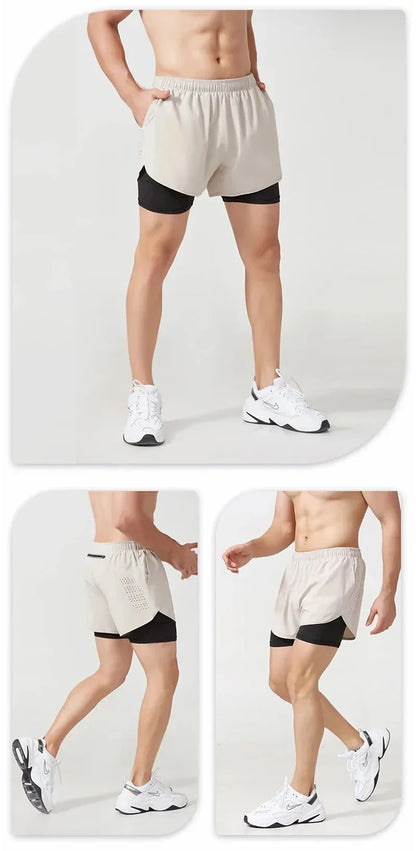 Men’s 2-in-1 Running Shorts – Quick-Dry Trendy Performance Workout Shorts | Lock In