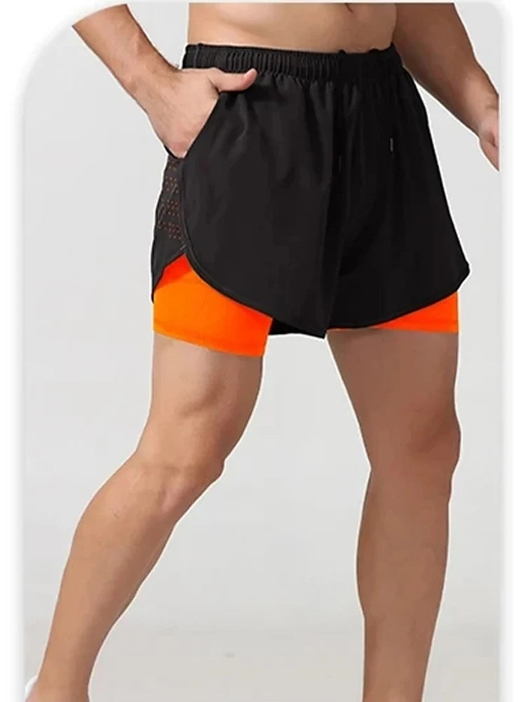 Men’s 2-in-1 Running Shorts – Quick-Dry Trendy Performance Workout Shorts | Lock In