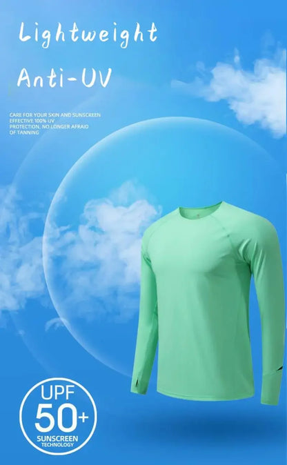 Men’s Marathon Running Long Sleeve Top – Quick-Dry Anti-UV Training Shirt | Lock In