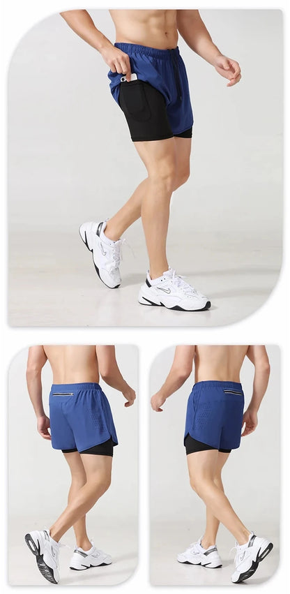 Men’s 2-in-1 Running Shorts – Quick-Dry Trendy Performance Workout Shorts | Lock In