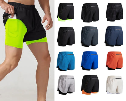 Men’s 2-in-1 Running Shorts – Quick-Dry Trendy Performance Workout Shorts | Lock In