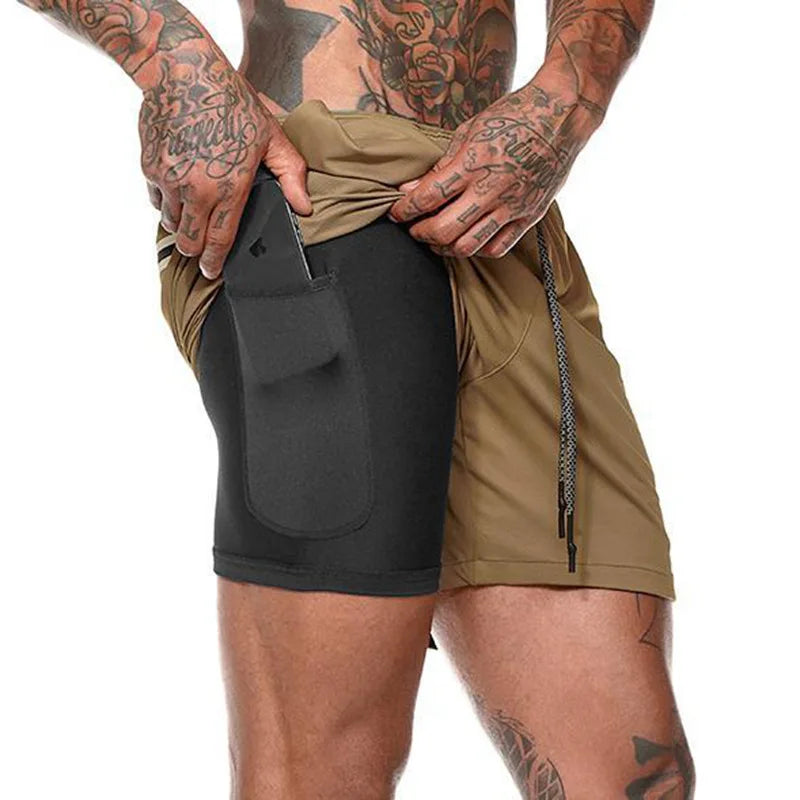 Men’s 2-in-1 Running Shorts – Quick-Dry Training & Gym Shorts | Lock In