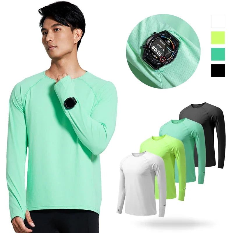 Men’s Marathon Running Long Sleeve Top – Quick-Dry Anti-UV Training Shirt | Lock In