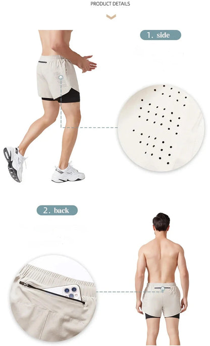 Men’s 2-in-1 Running Shorts – Quick-Dry Trendy Performance Workout Shorts | Lock In