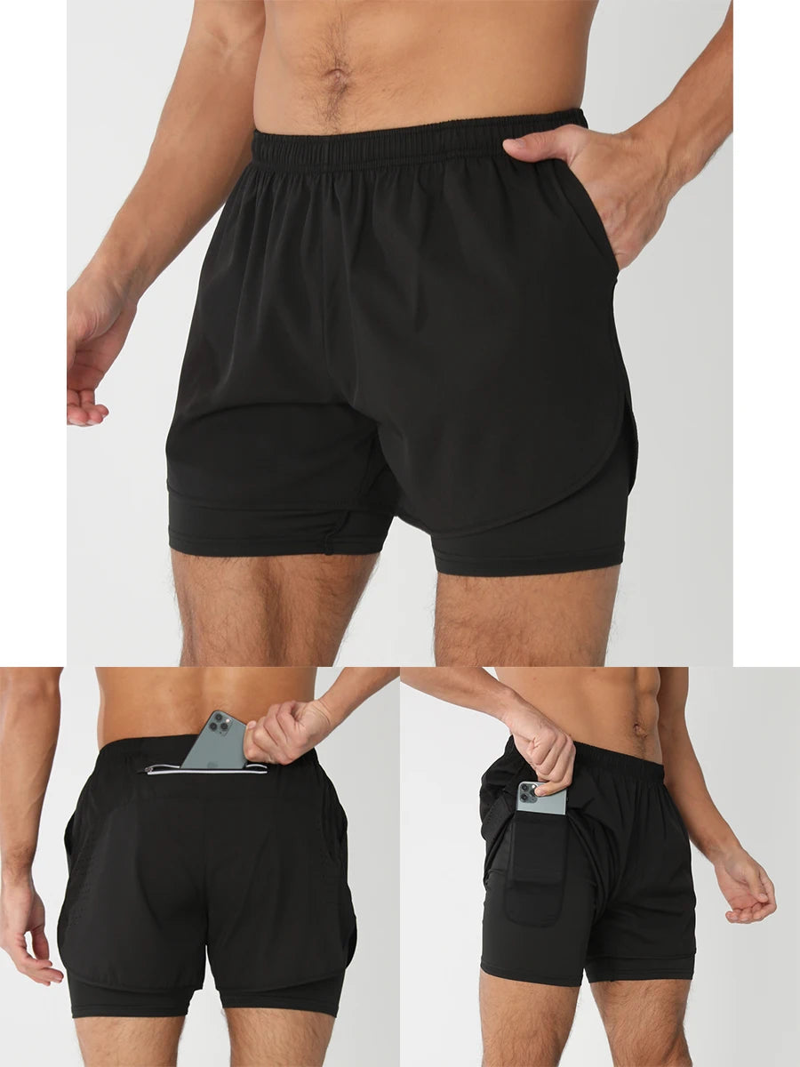 Men’s 2-in-1 Running & Training Shorts – Quick-Dry Performance Shorts | Lock In
