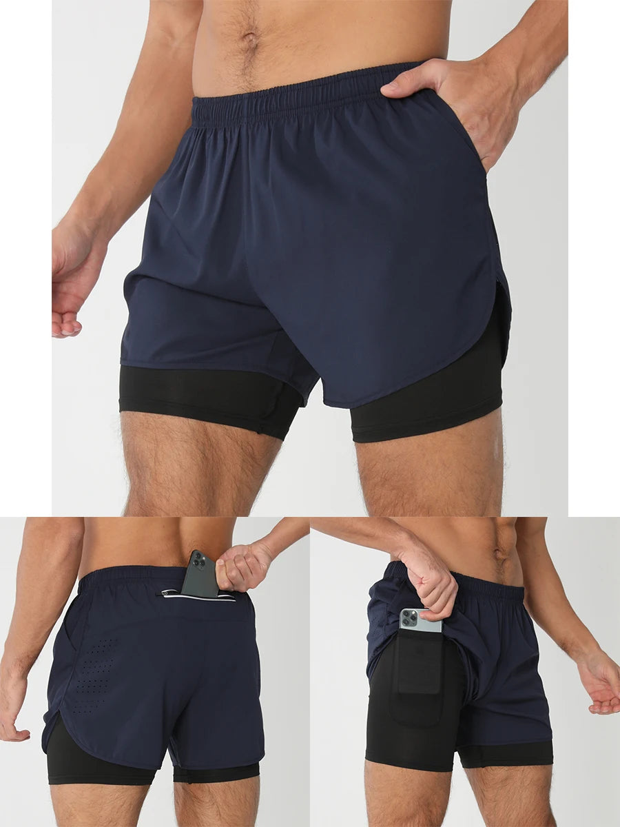 Men’s 2-in-1 Running & Training Shorts – Quick-Dry Performance Shorts | Lock In