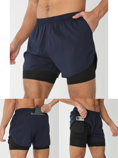 Men’s 2-in-1 Running & Training Shorts – Quick-Dry Performance Shorts | Lock In