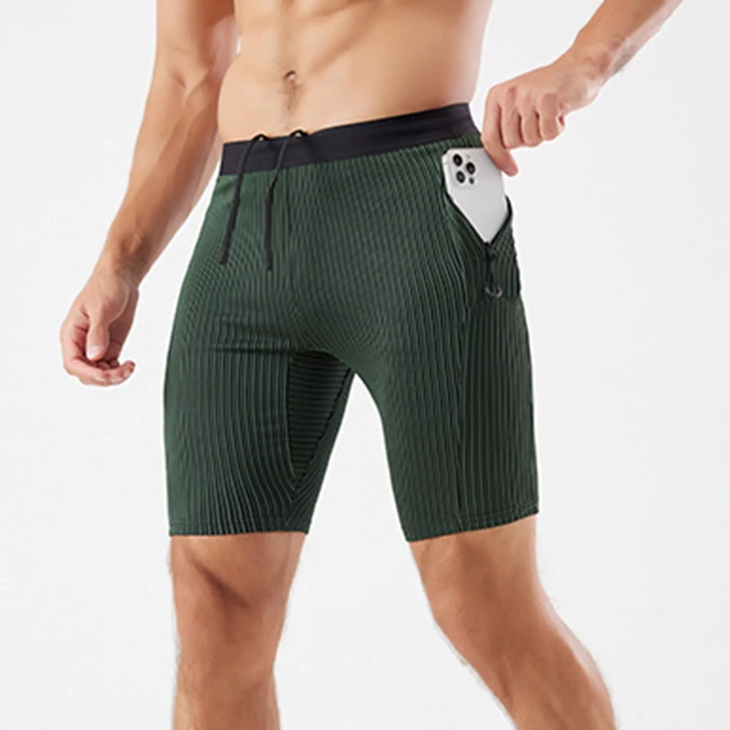 Men’s Running Half-Tights – Breathable Distance Running Shorts with Zipper Pockets | Lock In