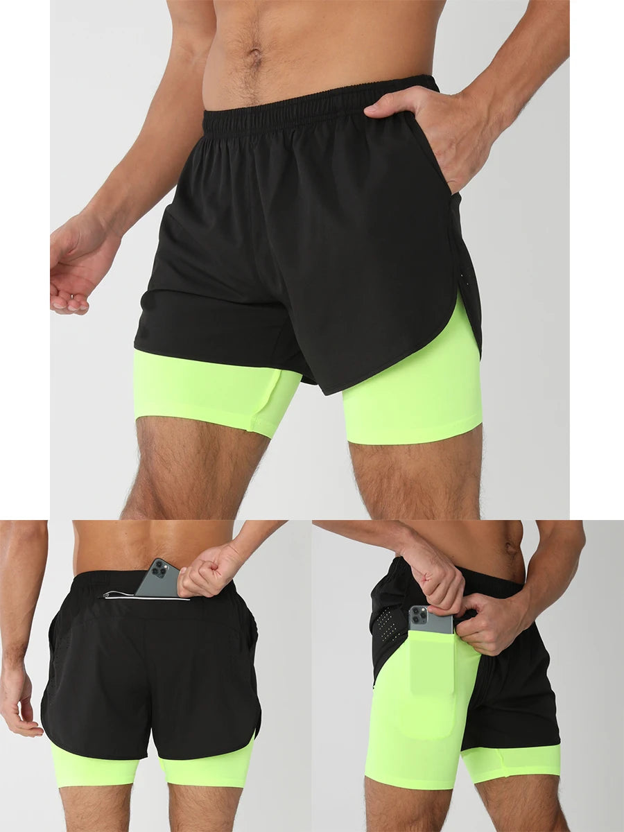 Men’s 2-in-1 Running & Training Shorts – Quick-Dry Performance Shorts | Lock In