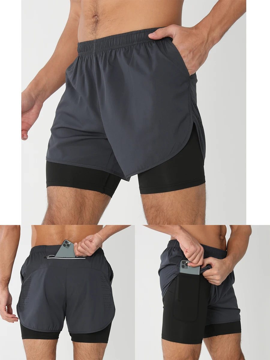 Men’s 2-in-1 Running & Training Shorts – Quick-Dry Performance Shorts | Lock In