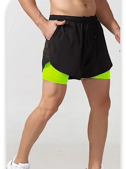 Men’s 2-in-1 Running Shorts – Quick-Dry Trendy Performance Workout Shorts | Lock In
