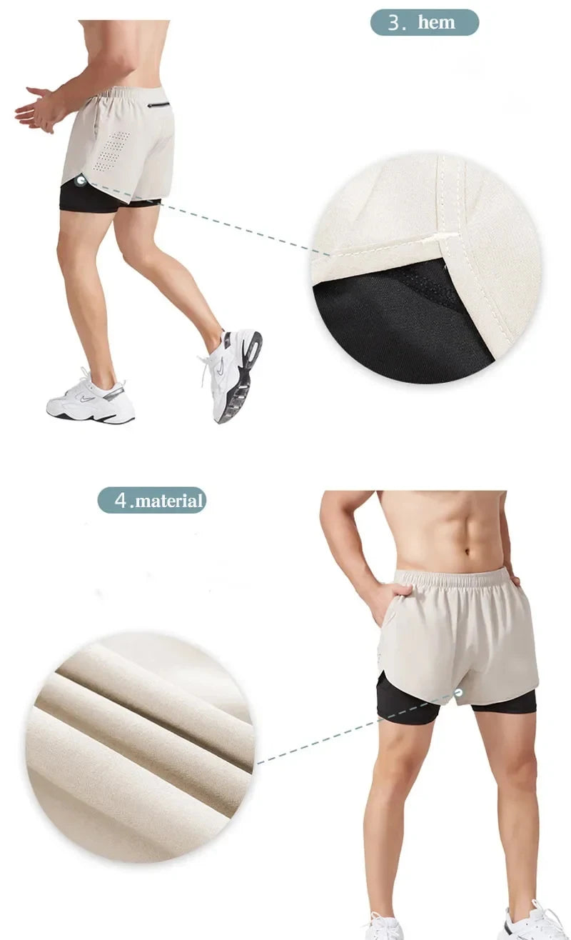Men’s 2-in-1 Running Shorts – Quick-Dry Trendy Performance Workout Shorts | Lock In