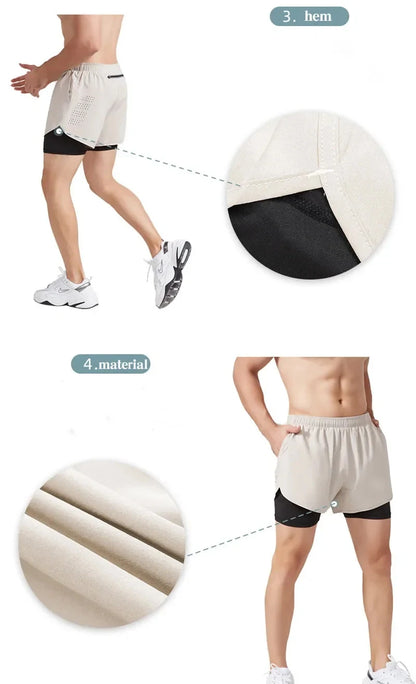 Men’s 2-in-1 Running Shorts – Quick-Dry Trendy Performance Workout Shorts | Lock In