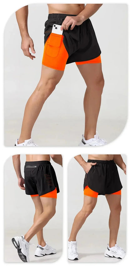 Men’s 2-in-1 Running Shorts – Quick-Dry Trendy Performance Workout Shorts | Lock In
